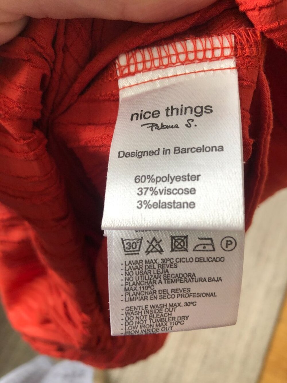 Red Textured Easy Pants - Picture 3 of 7